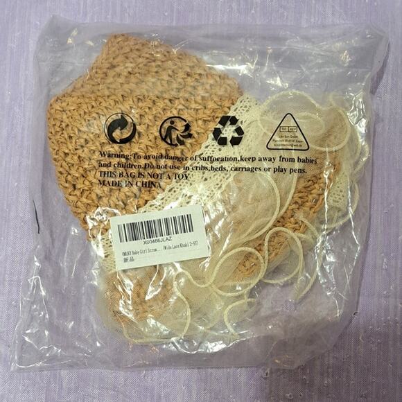 Toddler Girl Straw Toddler Lace Beach Sun Protection Ponytail Hat Size 2T-5-T - Picture 4 of 5